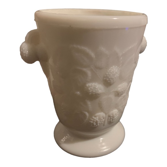 Antique EAPG Hobbs Brockunier MILK GLASS Spooner BLACKBERRY PATTERN 1870 AQ UC. - Picture 2 of 16